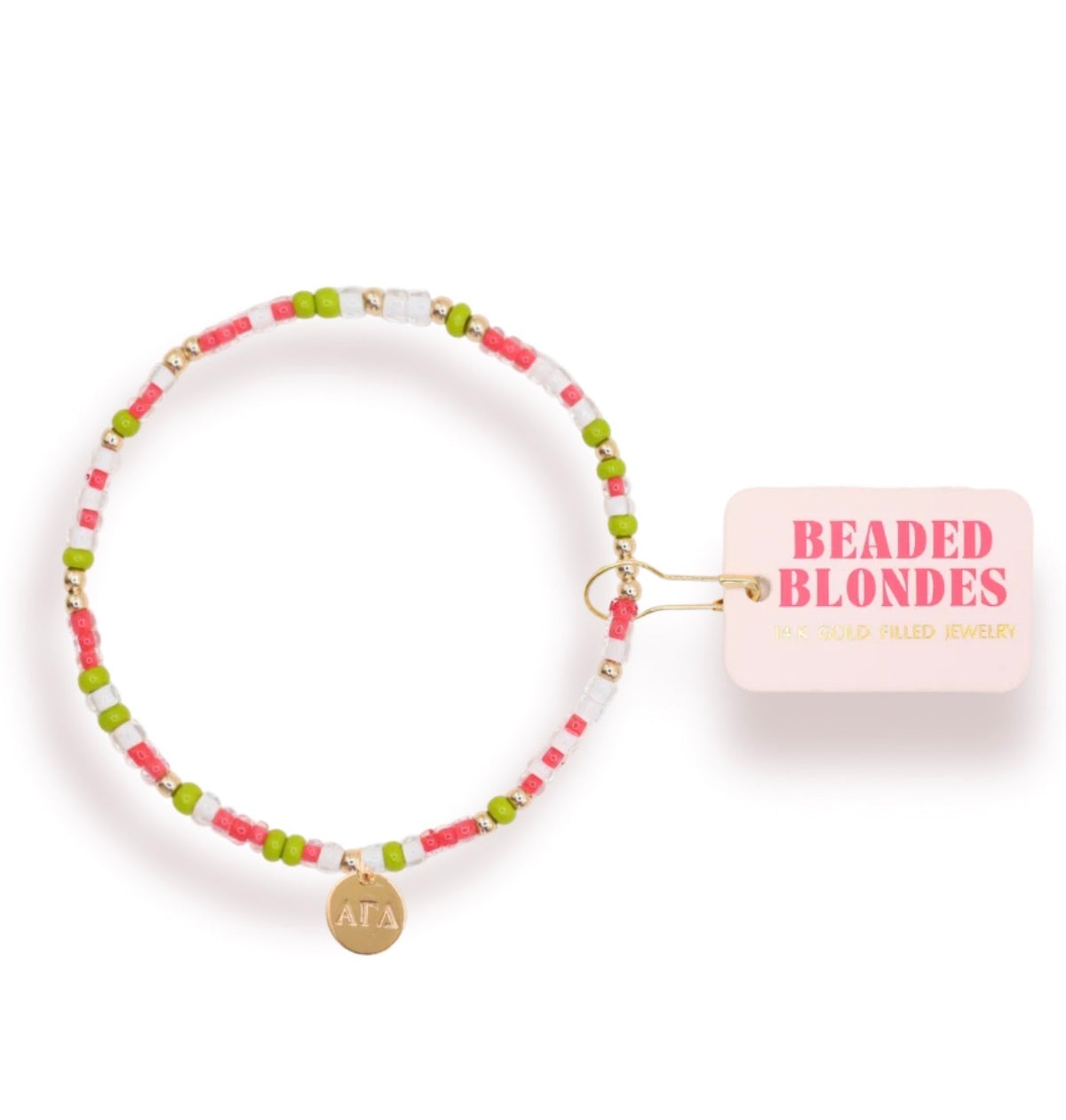 Beaded Blondes sprinkle bracelet with sorority charm : alpha gamma delta