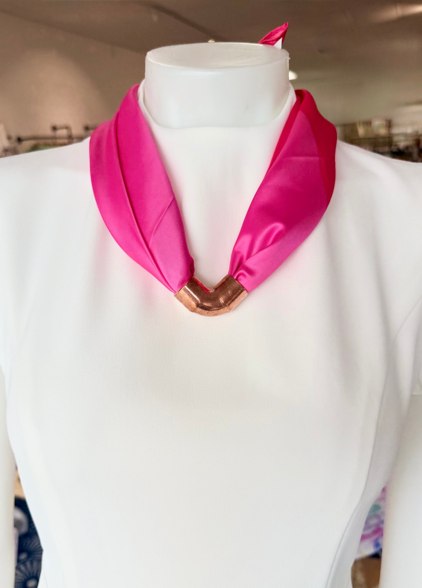 Mulberry Collective scarf with ring / cuff - hot pink : gold V cuff