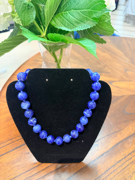 Chunky beaded necklace : Royal Blue