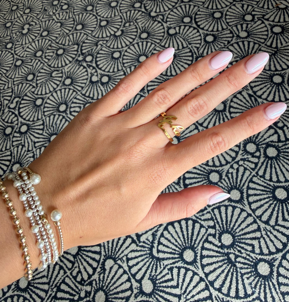 Sorority Romantic Script Adjustable Ring: Alpha O