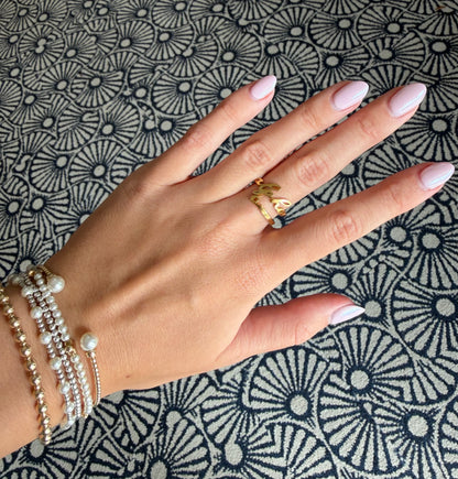 Sorority Romantic Script Adjustable Ring: Alpha O