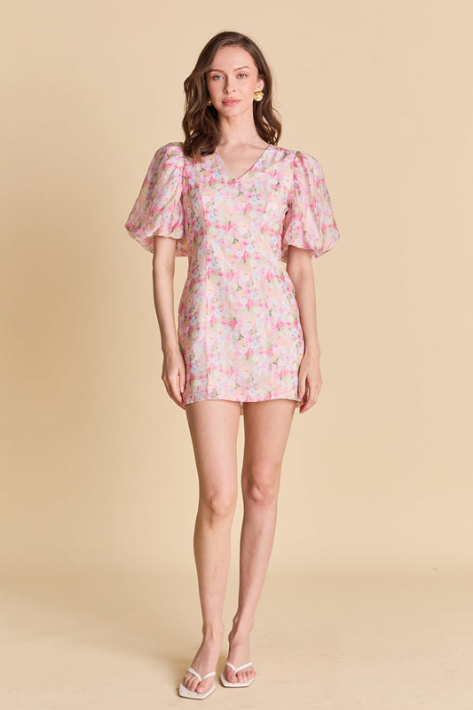 La’Ven Puff Sleeve Fitted Mini Dress