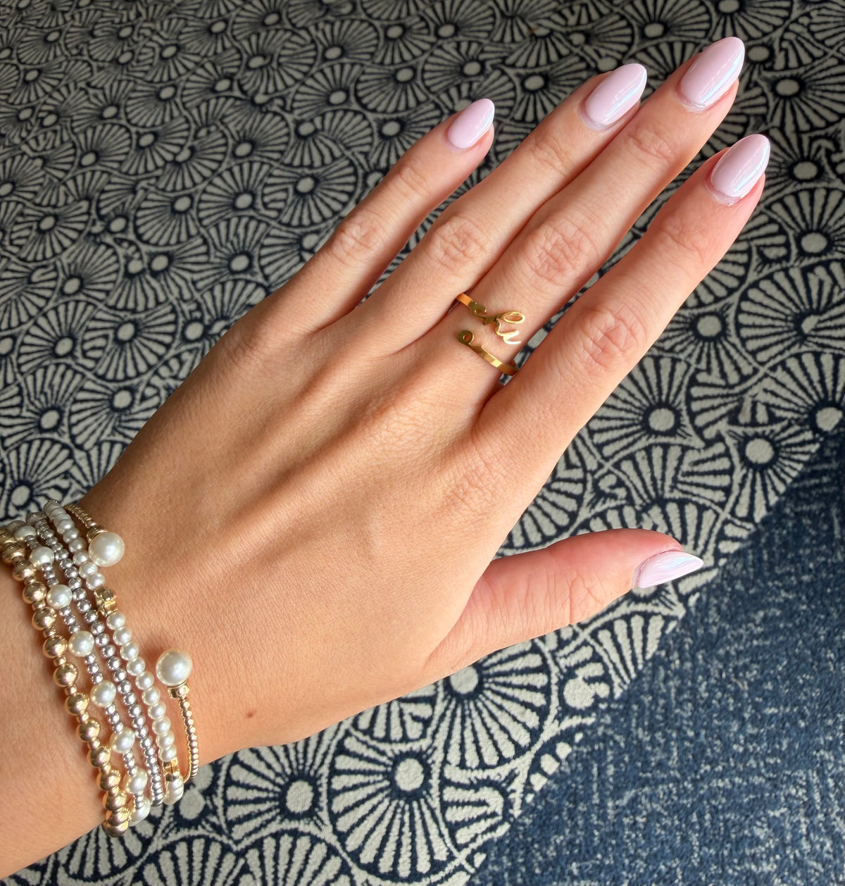 Sorority Romantic Script Adjustable Ring: Chi Omega