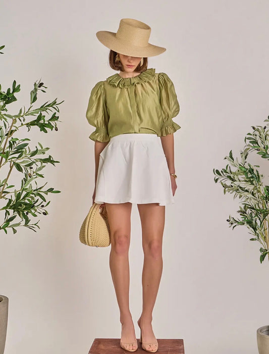 English Factory - Ruffled Short Sleeves Blouse
