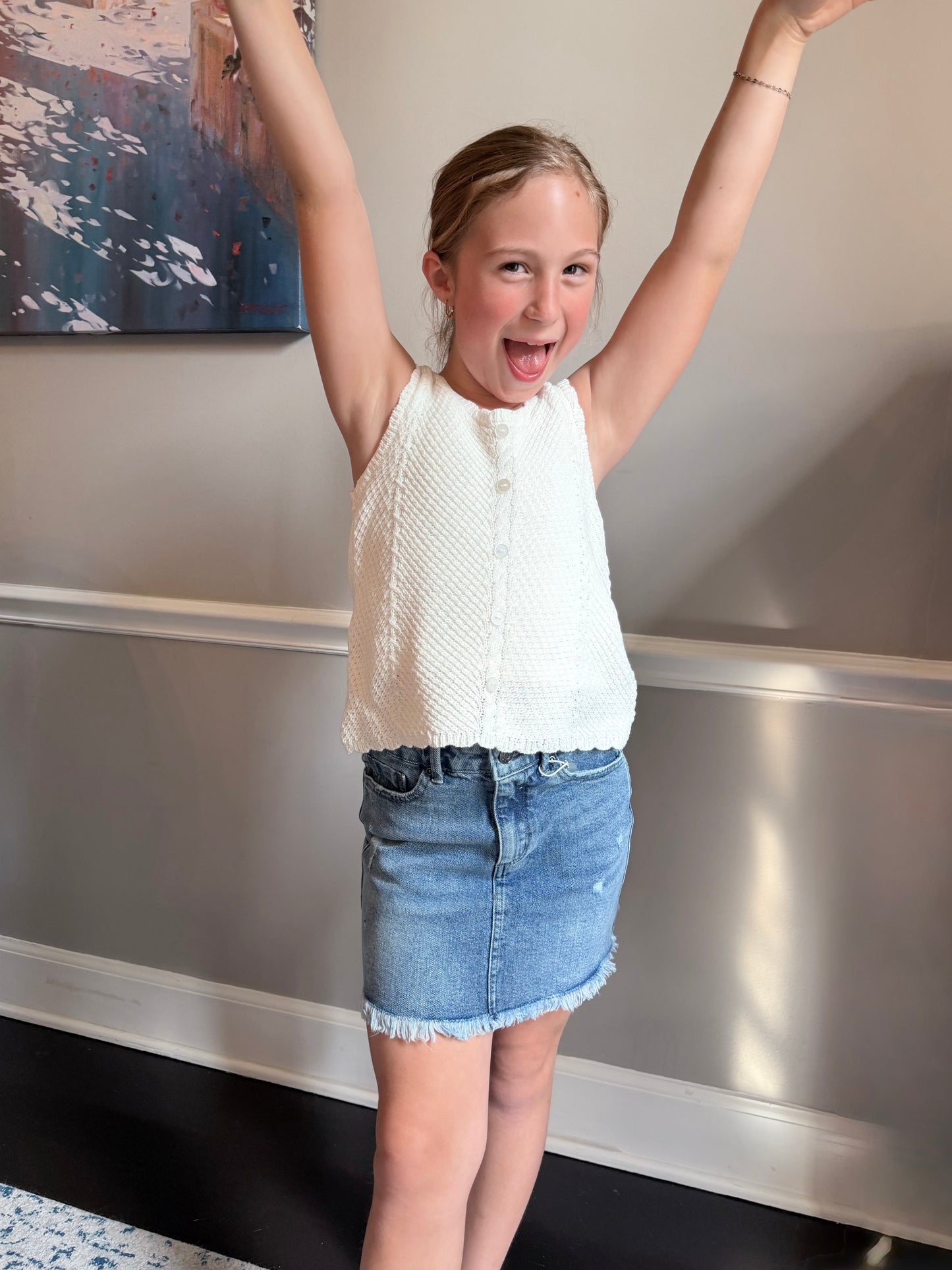 Tractr GIRLS- Mini Fray Hem skirt / Indigo