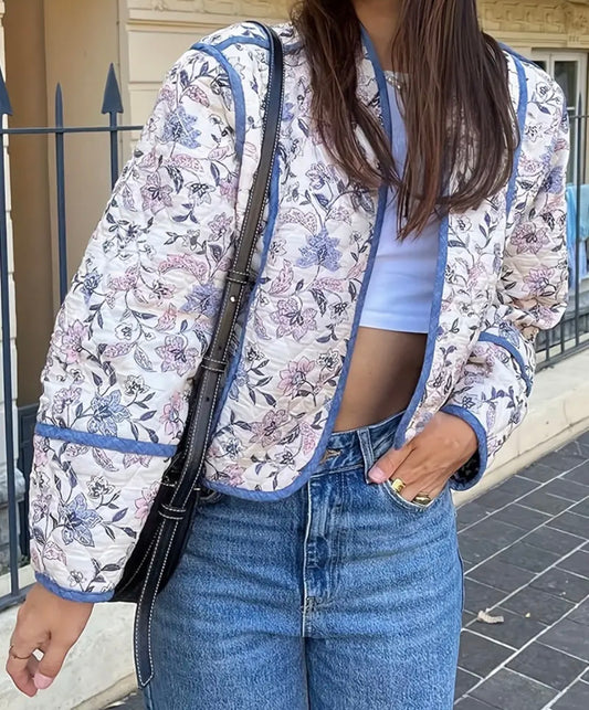 Reversible Quilted cropped jacket with pockets on both sides