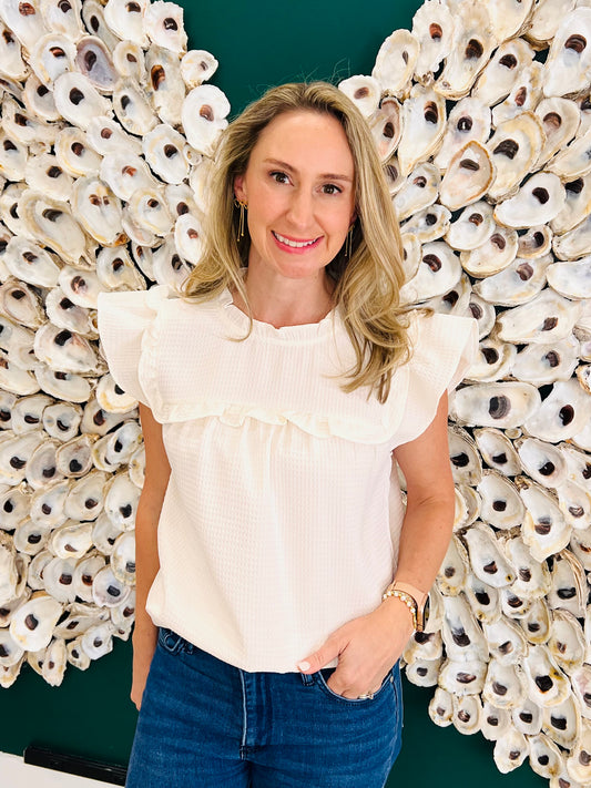 CLEARANCE: The Leila textured cream blouse