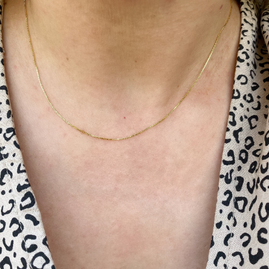 18k Gold Filled Box Chain Very Thin 0.5mm Jewelry Components - 18in