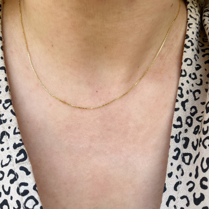 18k Gold Filled Box Chain Very Thin 0.5mm Jewelry Components - 18in
