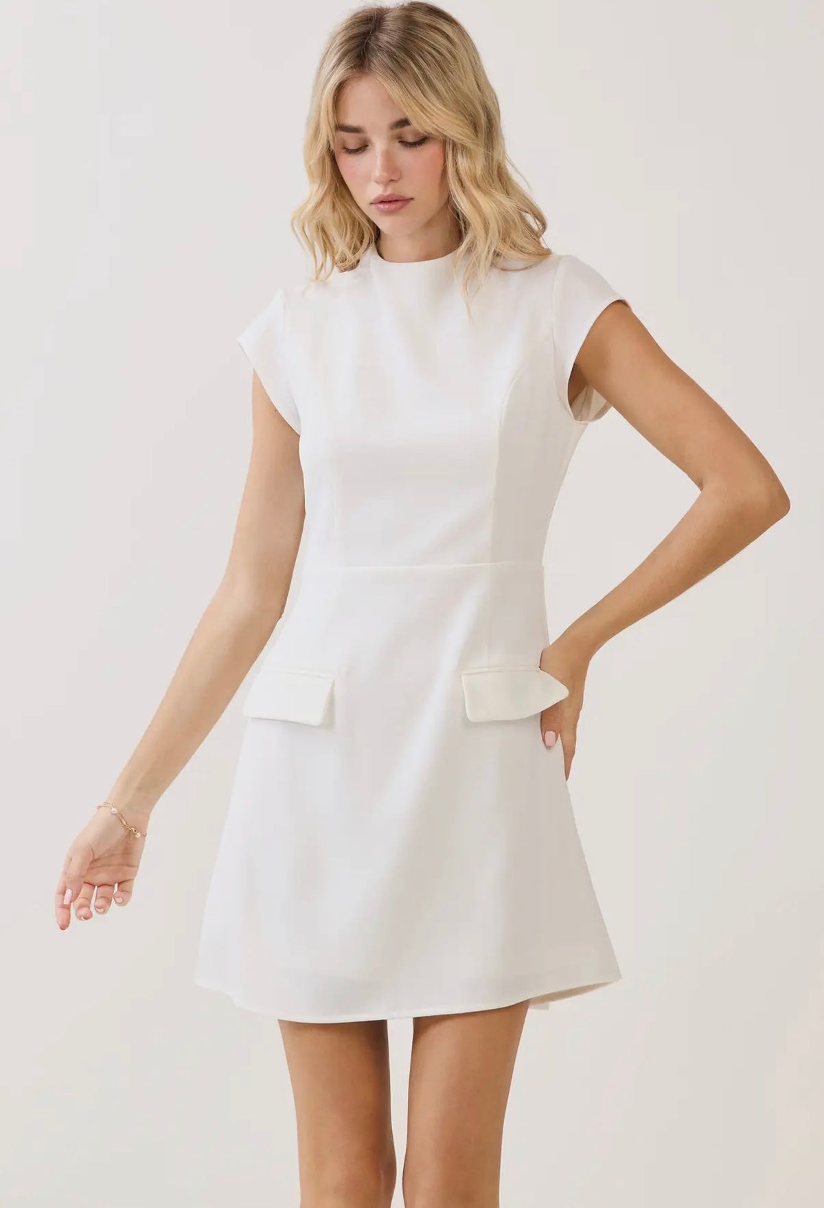 TCEC mock neck cap sleeve dress