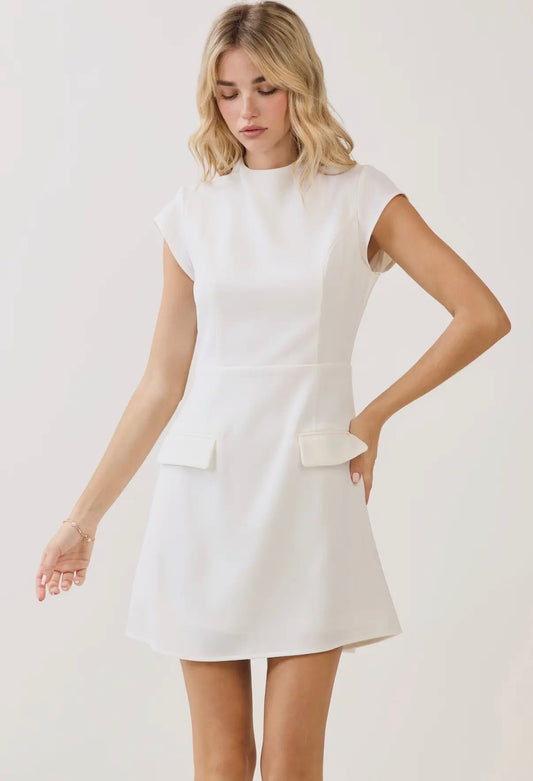 TCEC mock neck cap sleeve dress