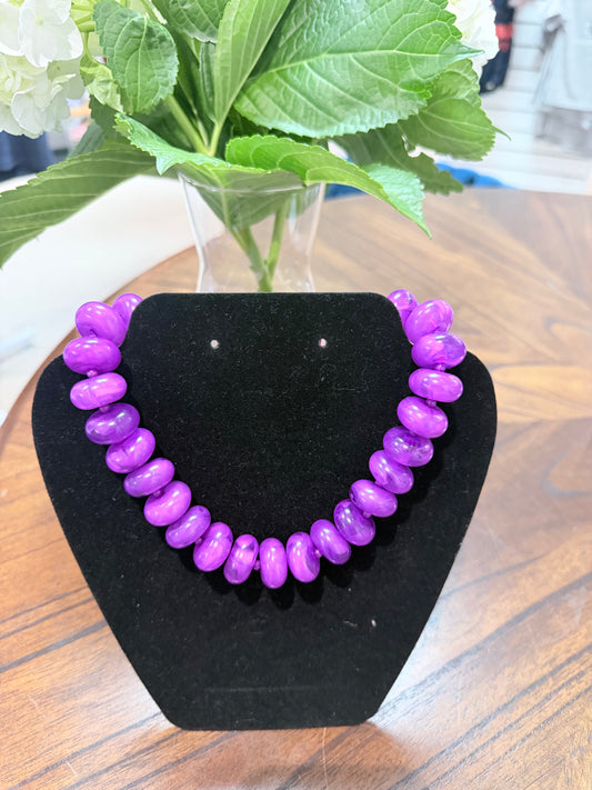 Chunky Beaded Necklace: PURPLE