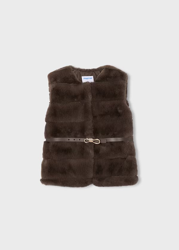 MAYORAL Girl Faux Fur Belted Vest