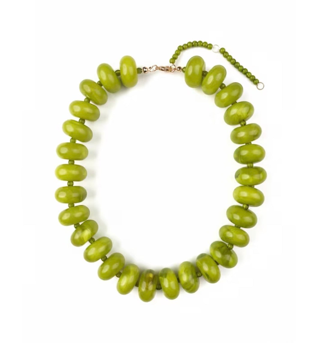 Chunky Beaded Necklace: OLIVE