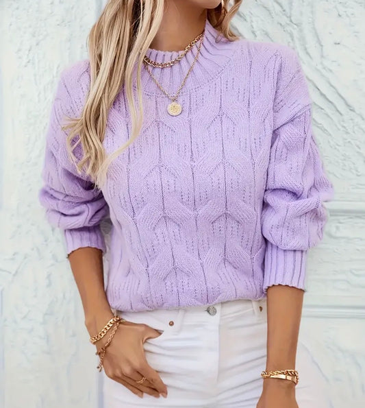 Lavender knit patterned weave sweater