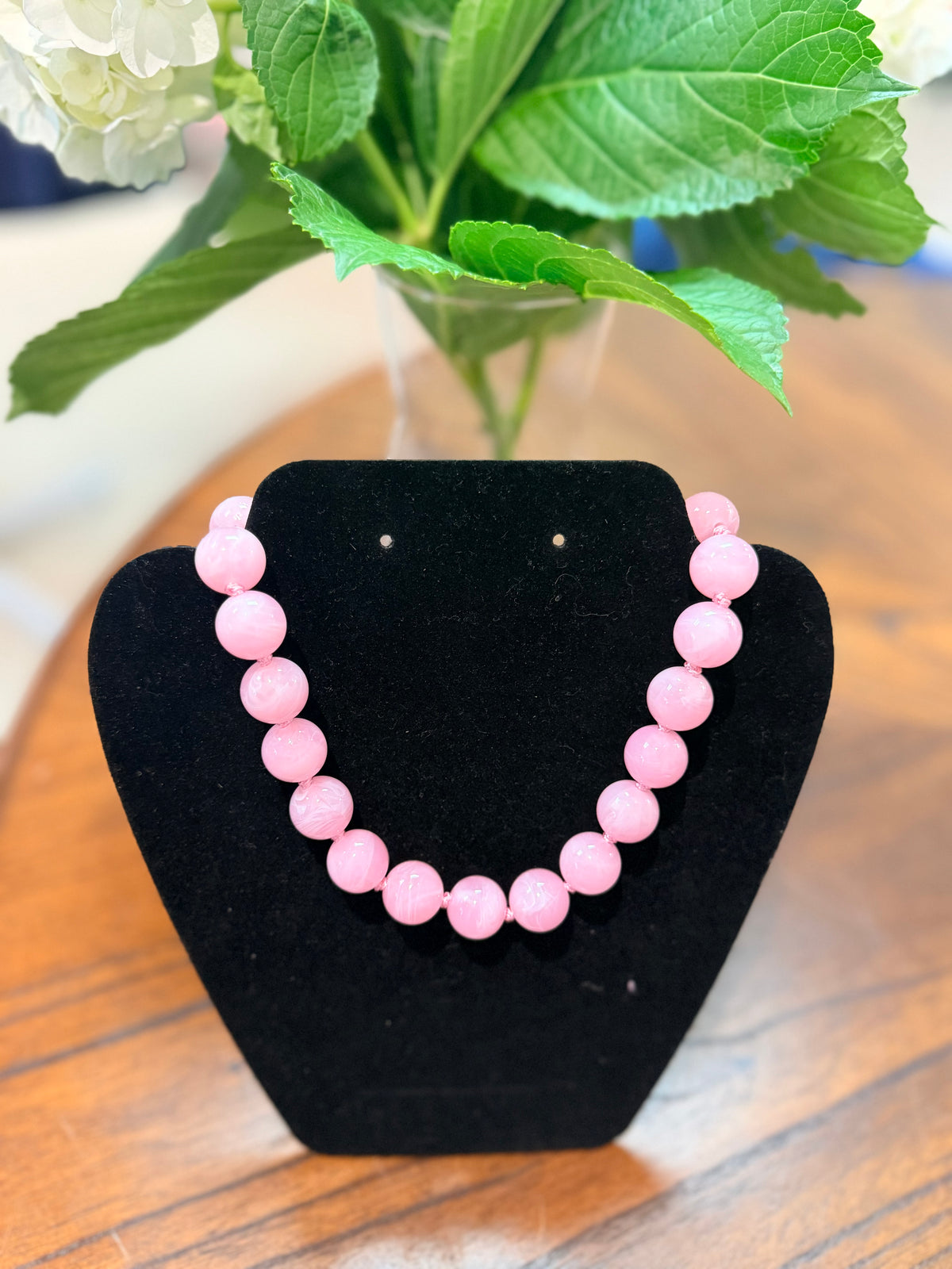 Mabry Chunky Beaded Necklace- Light Pink
