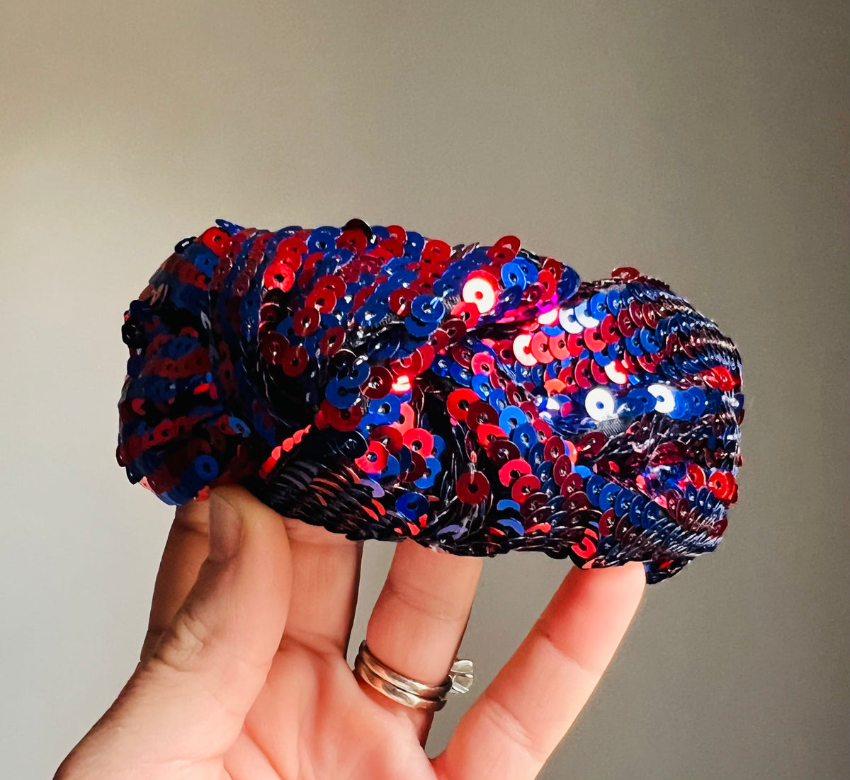 Blue Red Sequin Headband
