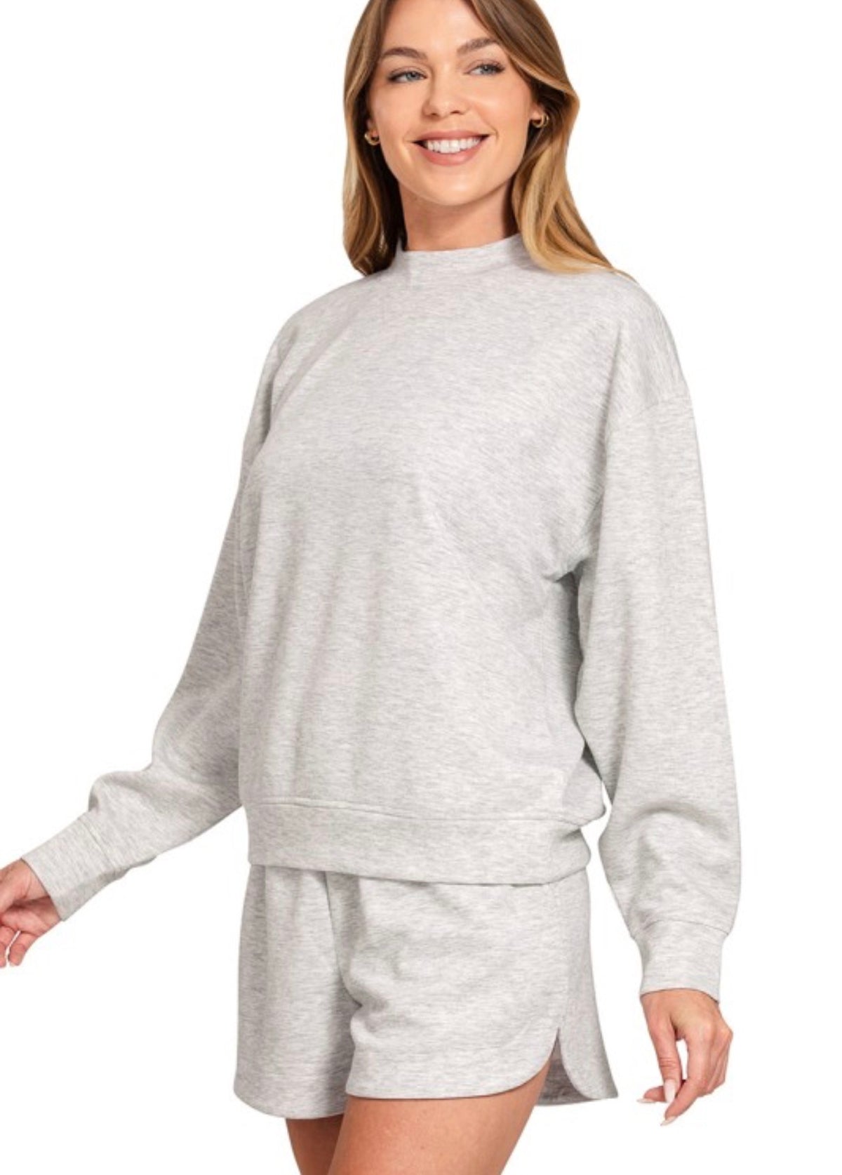 Heather Grey Mini Mock Neck Set