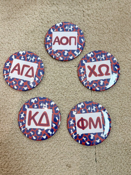 Custom Jag print sorority button pin: alpha gamma delta