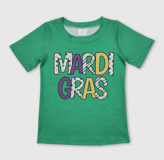 Green Mardi Gras youth tee