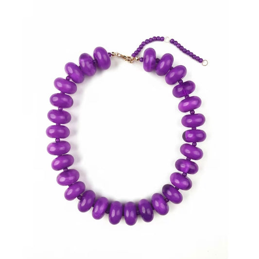 Chunky Beaded Necklace: PURPLE