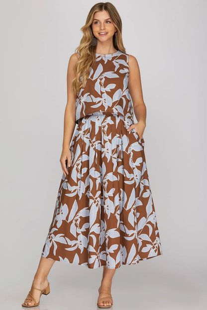 Floral  midi skirt set