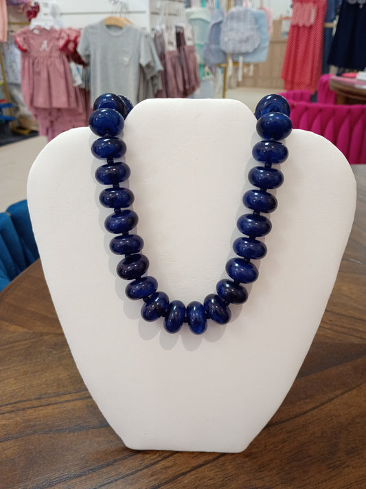 NAVY BLUE Chunky Beaded Necklace