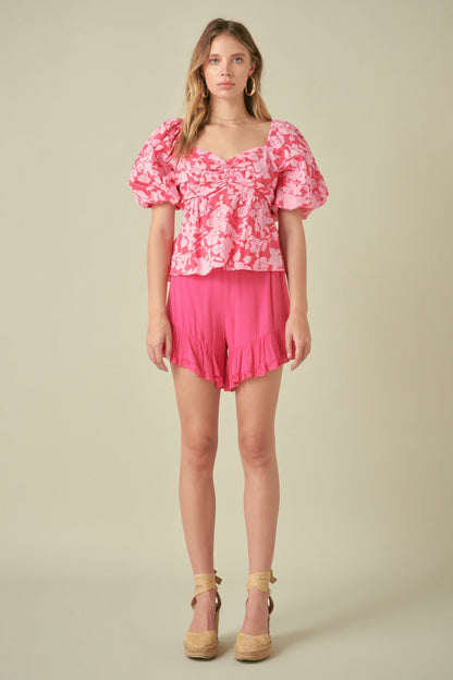 La’Ven Floral Tie Back Top CLEARANCE