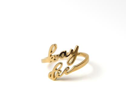 Sorority Romantic Script Adjustable Ring: Kay Dee