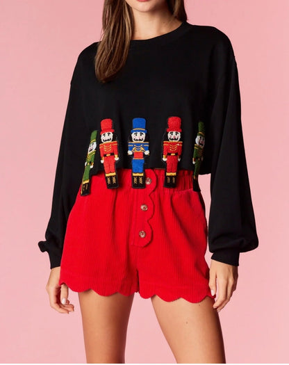 Nutcracker Patch Cropped Pullover