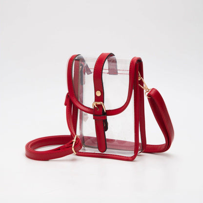 Game Day Clear Buckle Strap Mini Crossbody Bag Purse : Gold