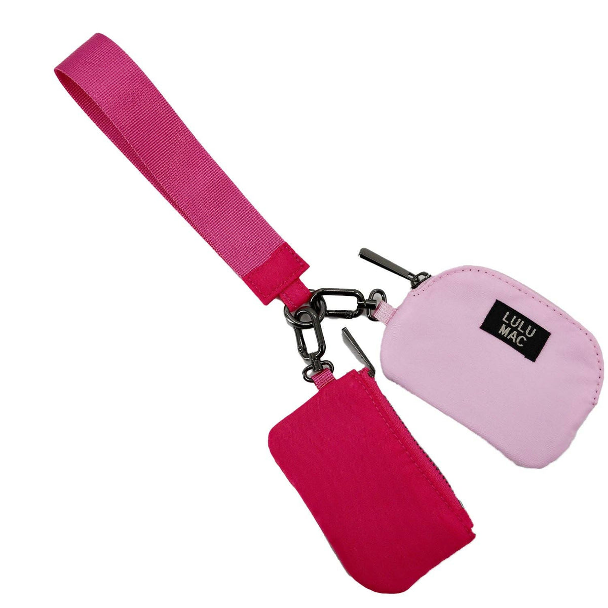 PREORDER Lulu Mac Dual Pouch Wristlet Wallet : Light Pink / Hot Pink