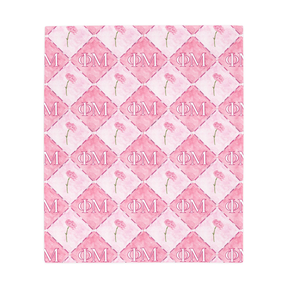 Phi Mu Flannel Fleece Blanket, Sorority