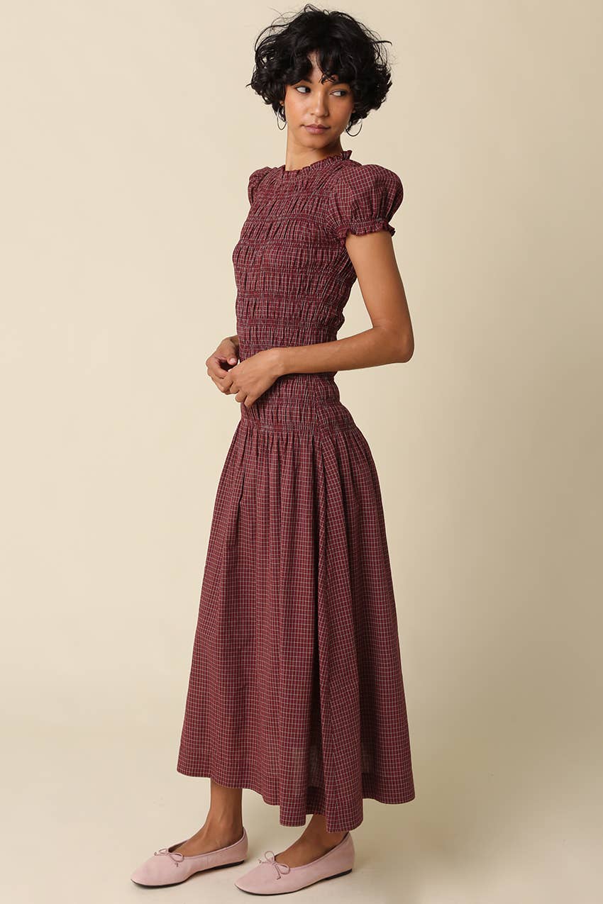 PREORDER: Brianna Smocked Maxi Dress: Blue