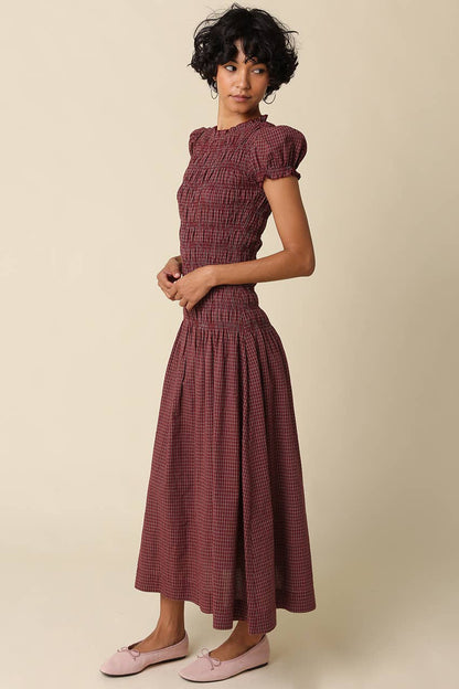 PREORDER: Brianna Smocked Maxi Dress: Blue