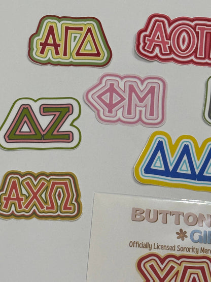 Sorority Greek Letters Colorful Vinyl Decal : Alpha Omicron Pi