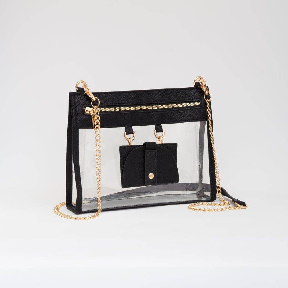 Clear Gameday Crossbody Bag Purse With Sunglasses Holder: Gold