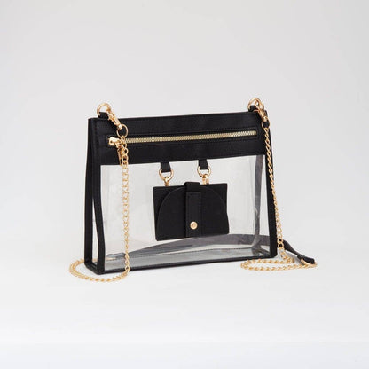 Clear Gameday Crossbody Bag Purse With Sunglasses Holder: Gold