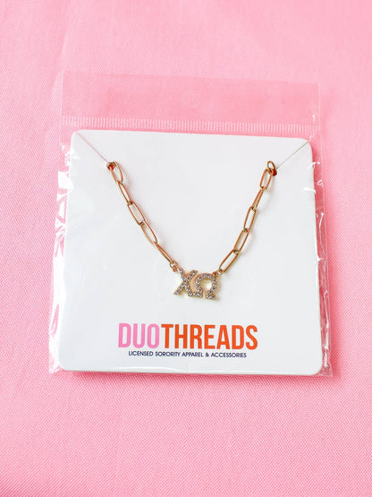 Rhinestone Sorority Necklace: ALPHA GAMMA DELTA