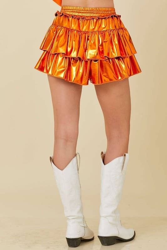 Metallic Ruffle Skort: PURPLE