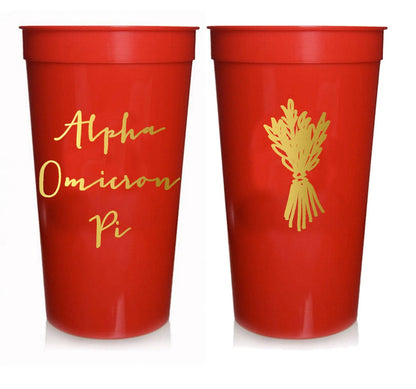 Sorority Gold Metallic Printed Stadium Cup: Phi Mu