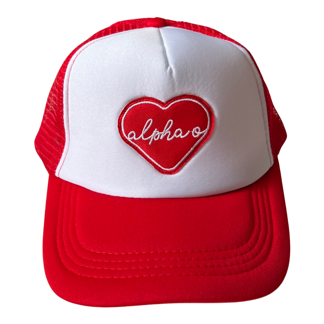 Sorority Whole Lotta Love Heart Trucker Hat: ALPHA GAMMA DELTA