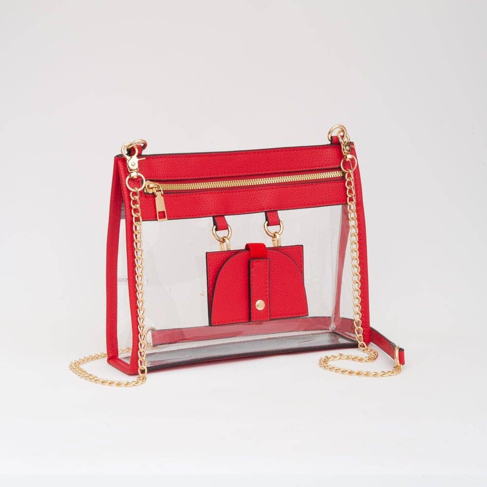 Clear Gameday Crossbody Bag Purse With Sunglasses Holder: Gold