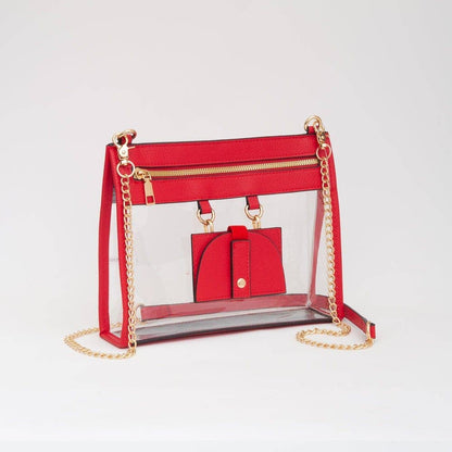 Clear Gameday Crossbody Bag Purse With Sunglasses Holder: Gold