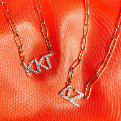 Rhinestone Sorority Necklace: ALPHA GAMMA DELTA