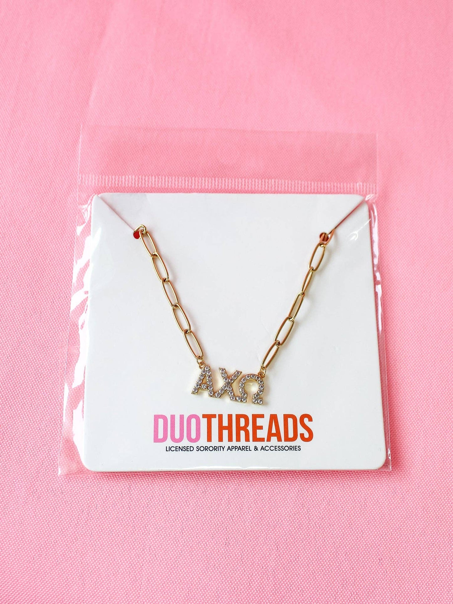 Rhinestone Sorority Necklace: ALPHA GAMMA DELTA