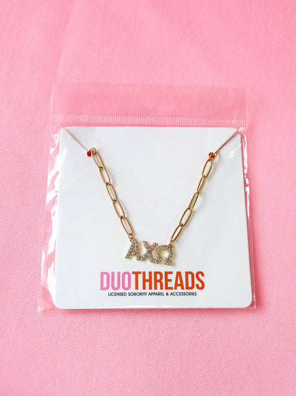 Rhinestone Sorority Necklace: ALPHA GAMMA DELTA
