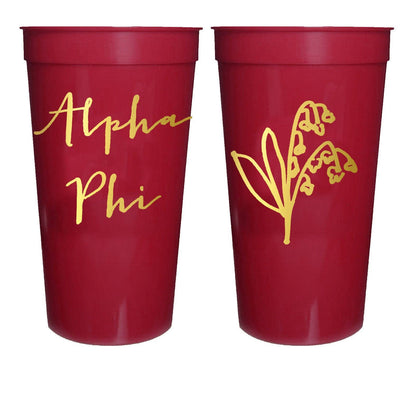 Sorority Gold Metallic Printed Stadium Cup: Chi Omega