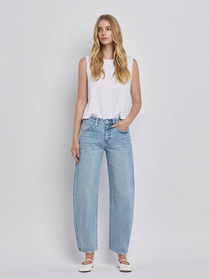 PREORDER: Lovervet by VERVET - HIGH RISE LIGHT WASH BARREL LEG JEANS