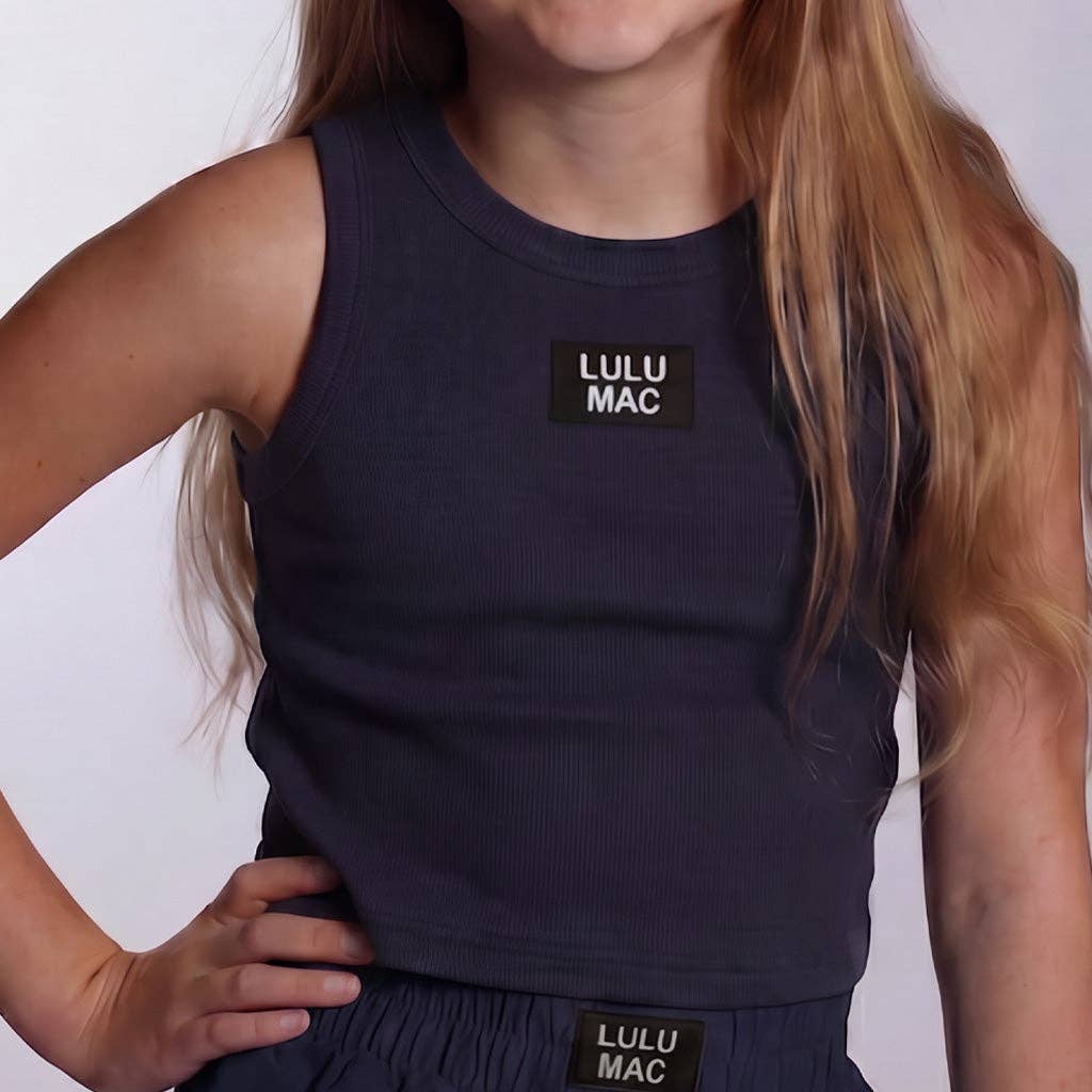 PREORDER KIDS LULU MAC SOLID TANK: NAVY
